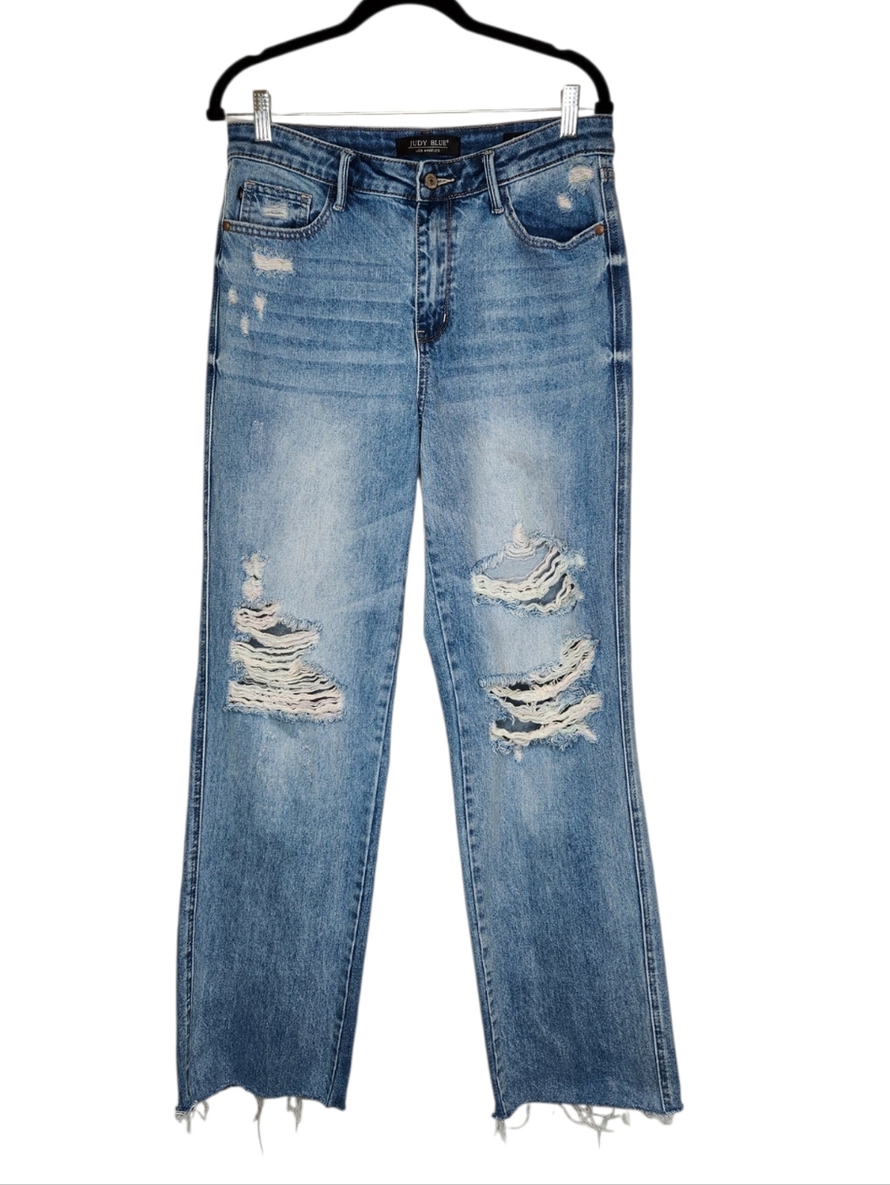 Judy Blue 90s Straight Distressed Jeans Raw Hem Size 5/27